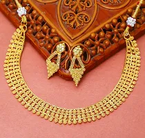 Stylish Golden Brass 1 Necklace With 2 Earrings Set For Women-thumb3