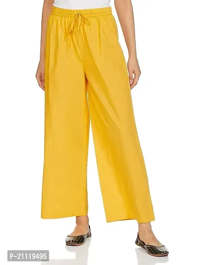 Stunning Yellow Cotton Blend  Palazzo/ Skirts For Women