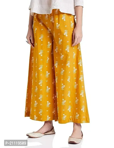 Stunning Yellow Cotton Blend  Palazzo/ Skirts For Women
