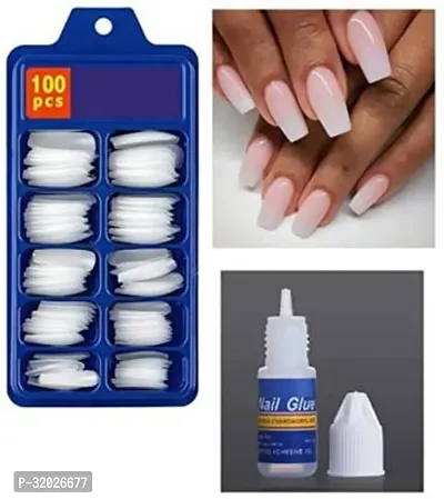 Artificial Nails with Glue Pack of 100-thumb0