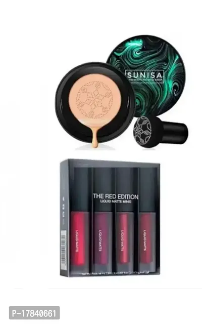 Sunisa foundation with 4pcs Matte Me Liquid Lipsticks
