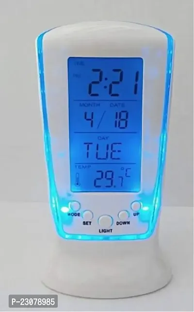 Premium Quality Frozen Led Digital Clock With Calendar Temperature Sensor, Alarm For Table And Study Desk-thumb0