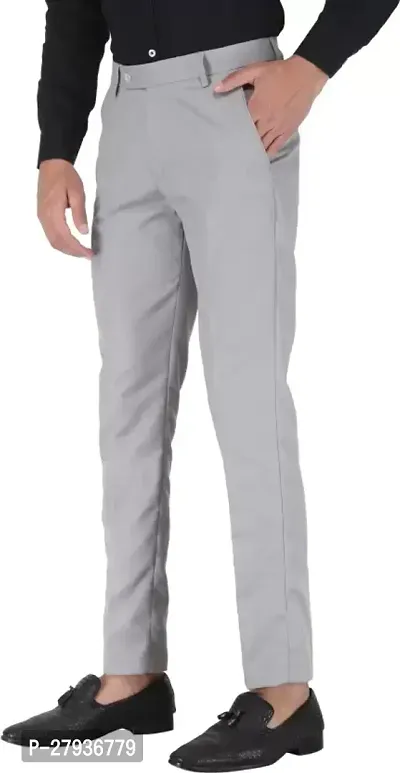 Stylish Cotton Blend Formal Trousers For Men-thumb2