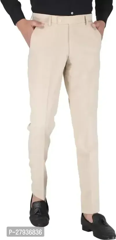 Stylish Cotton Blend Formal Trousers For Men-thumb0