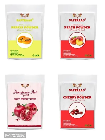 Saptraag's Papaya Powder + Peach Powder + Pomegranate Powder + Cherry Powder 100g*4