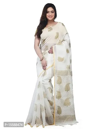 Handloom Cotton Silk Golden Print Saree