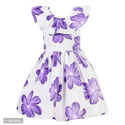 Fabulous White Satin Printed Frocks For Girls-thumb0