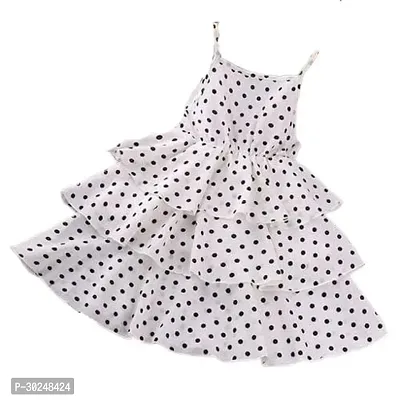 Fabulous White Satin Printed Frocks For Girls