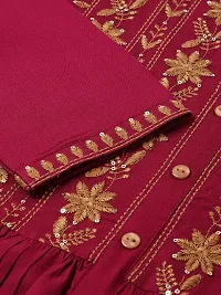 Elegant Maroon Viscose Rayon Embroidered Kurta For Women-thumb4