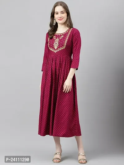 Elegant Maroon Viscose Rayon Embroidered Kurta For Women-thumb0