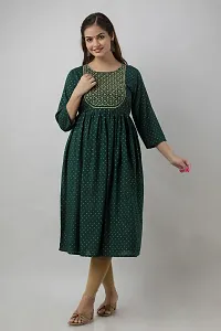 Elegant Dark Green Viscose Rayon Embroidered Kurta For Women-thumb4