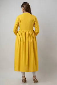 Elegant Yellow Viscose Rayon Embroidered Kurta For Women-thumb1