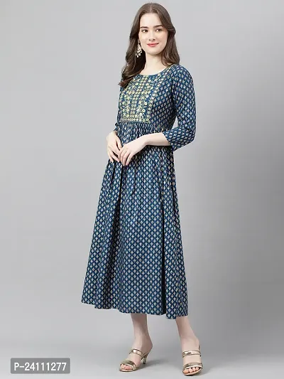 Elegant Blue Viscose Rayon Embroidered Kurta For Women-thumb3