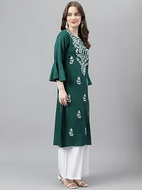 Elegant Green Viscose Rayon Embroidered Kurta For Women-thumb3