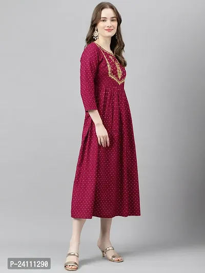 Elegant Maroon Viscose Rayon Embroidered Kurta For Women-thumb3