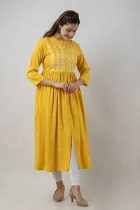 Elegant Yellow Viscose Rayon Embroidered Kurta For Women-thumb4