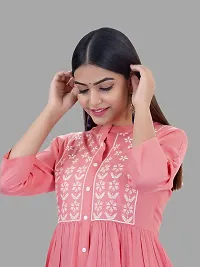 Elegant Peach Viscose Rayon Embroidered Kurta For Women-thumb4