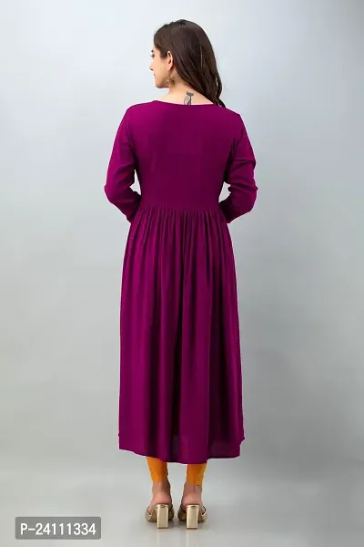 Elegant Magenta Viscose Rayon Embroidered Kurta For Women-thumb2