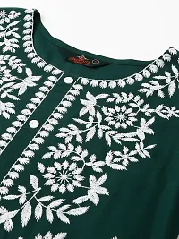 Elegant Green Viscose Rayon Embroidered Kurta For Women-thumb4