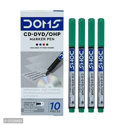 Doms Non Toxic CD DVD OHP Marker Pen  Green x 10 Set