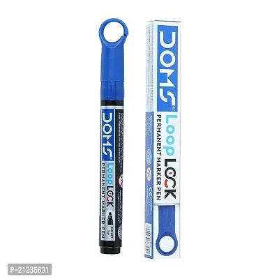Doms Refilo Non Toxic Hi Tech Refillable Loop Lock Permanent Marker Pen  Blue x 10 Set