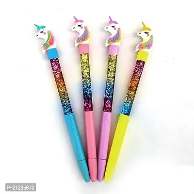 Unicorn Toy Water Glitter Gel Pen Beautiful Designer Pen Gel Pen Best Gift For Kids Best Return Gift For Students  Pack of 4  Blue-thumb0