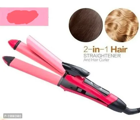 2009 2 in 1 Hair Straightener Plus Curler Machine for Women (Pink)-thumb0