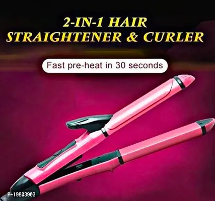 2009 2 in 1 Hair Straightener Plus Curler Machine for Women (Pink)-thumb3