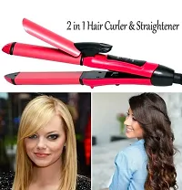 2009 2 in 1 Hair Straightener Plus Curler Machine for Women (Pink)-thumb3