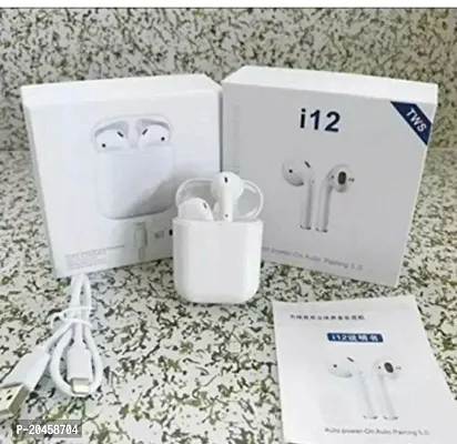 Premium I12 Twins Bluetooth Headset Wireless Earbuds with charging case B166 Bluetooth Headset  (White, True Wireless)