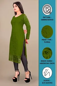 Stylish Green Net Embroidered Straight Kurta For Women-thumb3