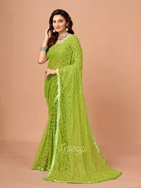 Elegant Green Net Self Pattern Bollywood Saree with Blouse piece-thumb3