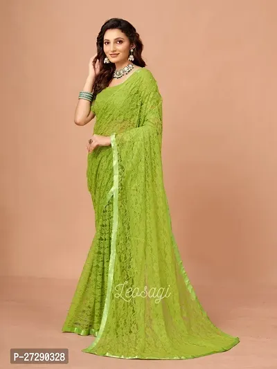 Elegant Green Net Self Pattern Bollywood Saree with Blouse piece-thumb4