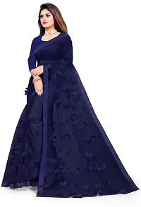 Elegant Navy Blue Net Applique Bollywood Saree with Blouse piece-thumb2