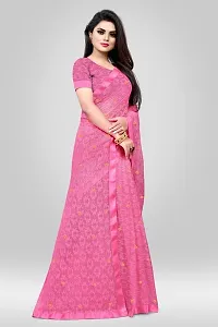 Elegant Pink Net Self Pattern Daily Wear Saree with Blouse piece-thumb2