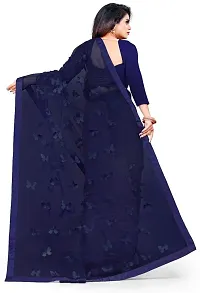 Elegant Navy Blue Net Applique Bollywood Saree with Blouse piece-thumb1