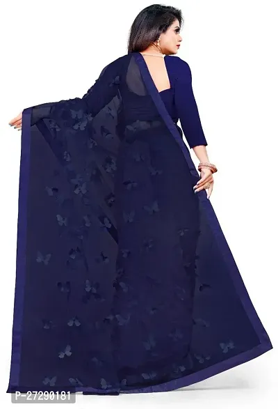 Elegant Navy Blue Net Applique Bollywood Saree with Blouse piece-thumb2