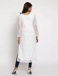 Stylish White Net Embroidered Straight Kurta For Women-thumb1