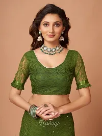 Elegant Green Net Embellished Bollywood Saree with Blouse piece-thumb2