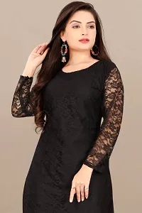 Stylish Black Net Embroidered Straight Kurta For Women-thumb4