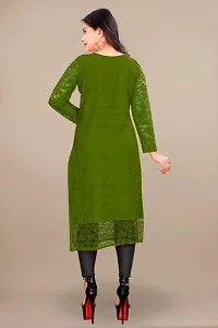 Stylish Green Net Embroidered Straight Kurta For Women-thumb4
