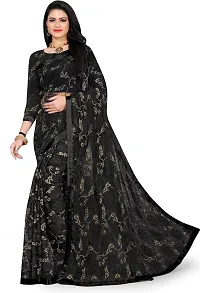 Elegant Black Net Self Pattern Daily Wear Saree with Blouse piece-thumb3