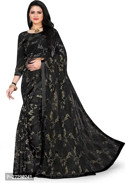 Elegant Black Net Self Pattern Daily Wear Saree with Blouse piece-thumb4