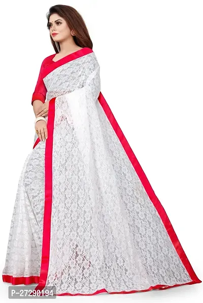 Elegant Red Net Embellished Bollywood Saree with Blouse piece-thumb5