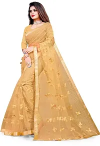 Elegant Beige Net Applique Bollywood Saree with Blouse piece-thumb3