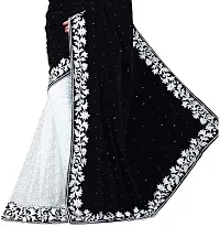 Elegant Multicoloured Velvet Embellished Bollywood Saree with Blouse piece-thumb3