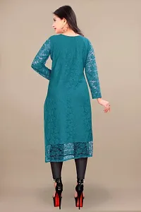 Stylish Blue Net Embroidered Straight Kurta For Women-thumb2