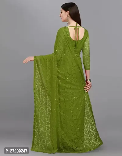 Elegant Green Net Embellished Bollywood Saree with Blouse piece-thumb2