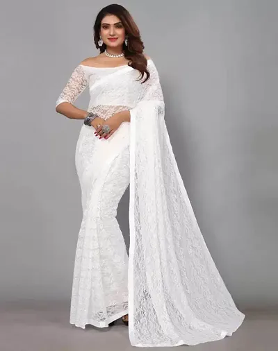 Best Selling Net Saree with Blouse piece 