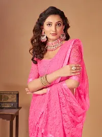 Elegant Pink Net Self Pattern Bollywood Saree with Blouse piece-thumb1